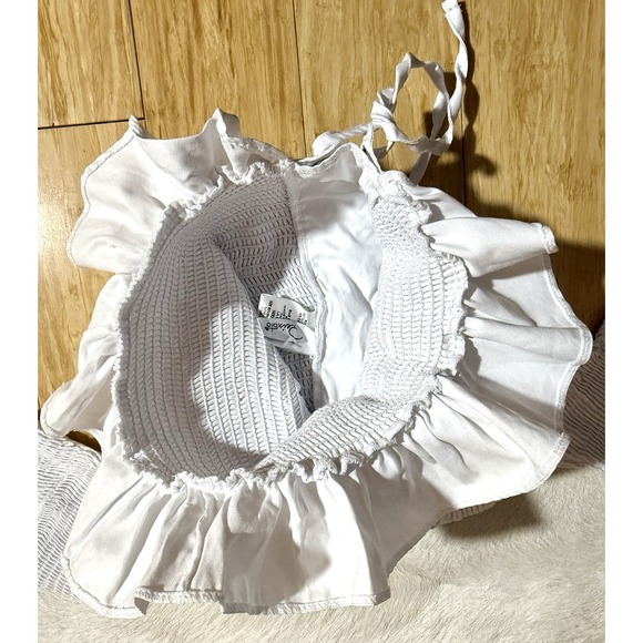 Peixoto White Womens Nina Smock Grommet Lace Up Crop Top Off Shoulder $80 Size S - Picture 5 of 6